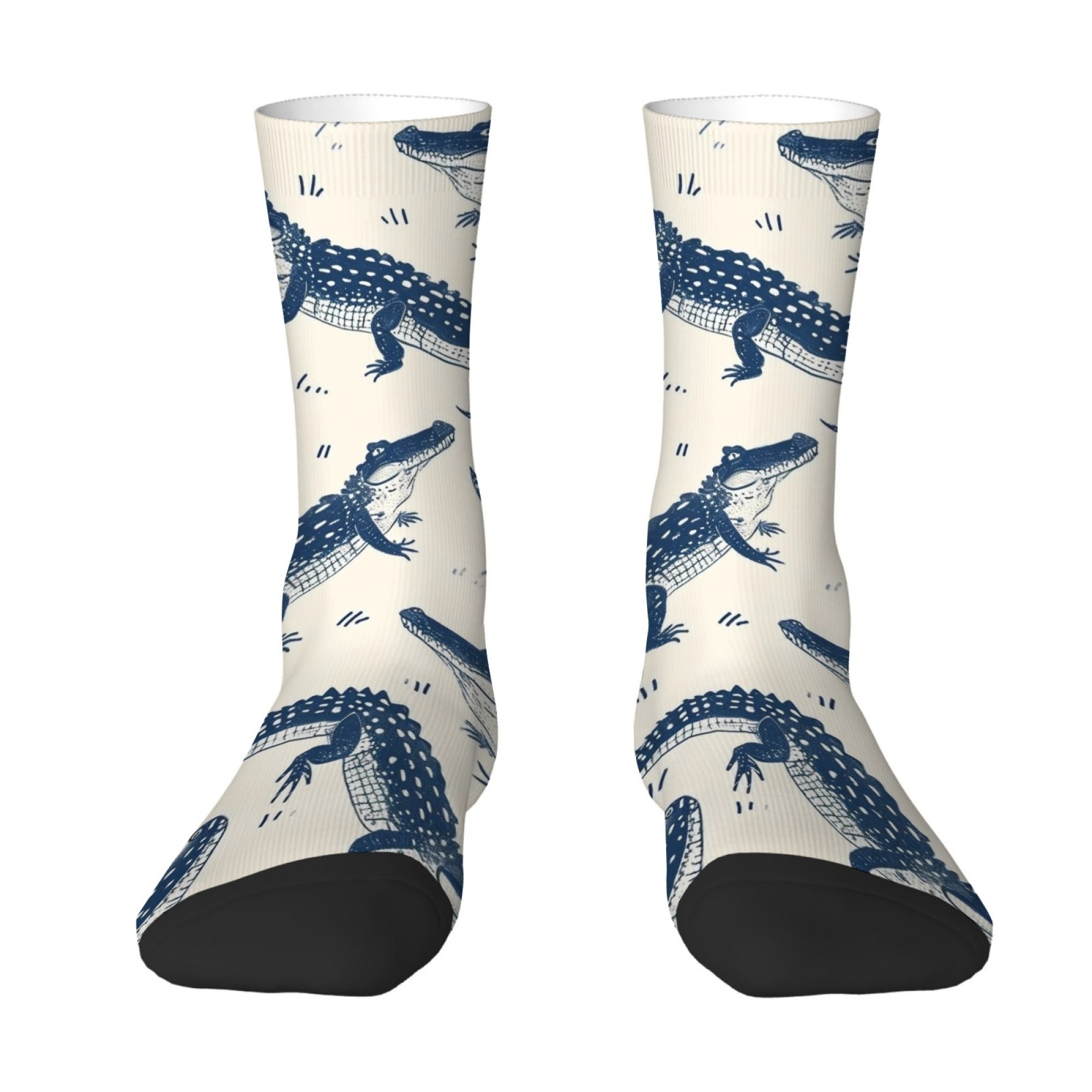 Quirky Street Fashion - Cute Cartoon Crocodile Print Men's Socks