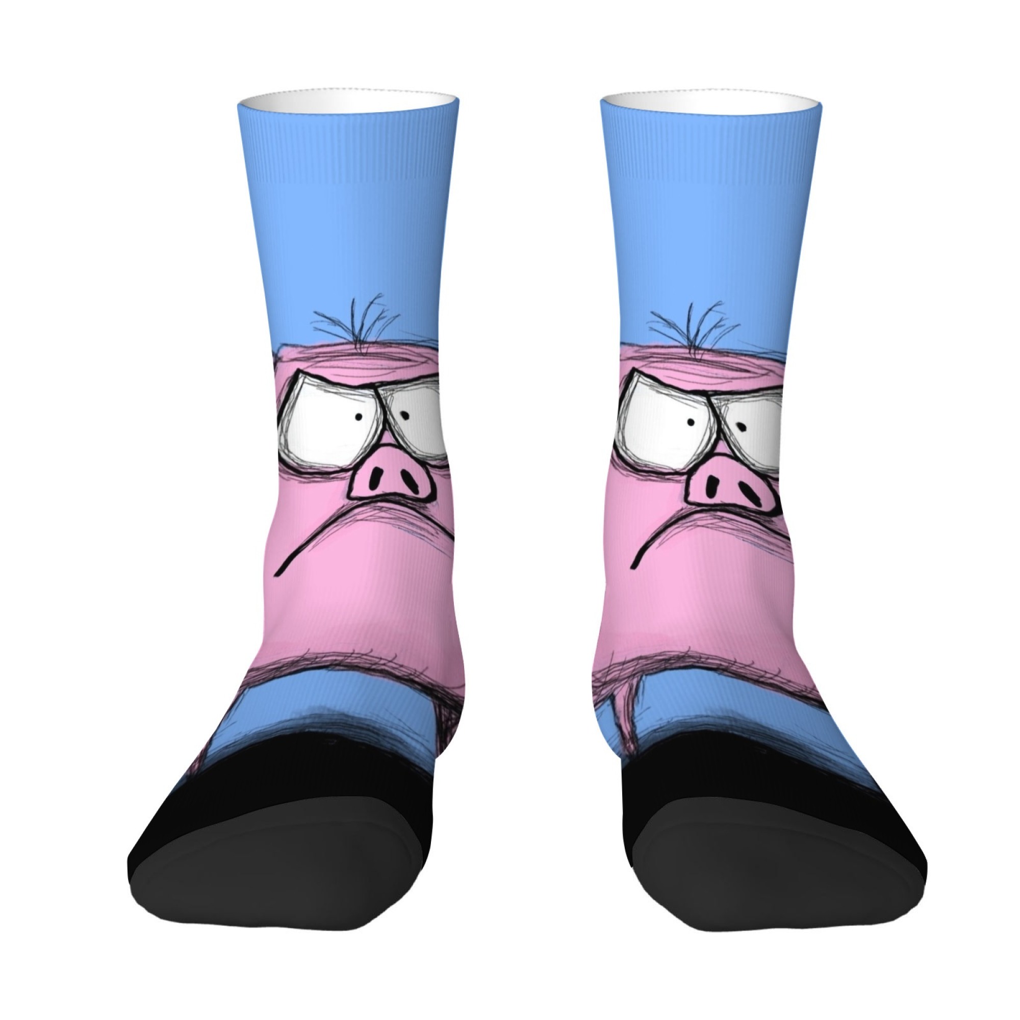 Quirky Street Fashion - Cute Cartoon Print Pig Men's Socks