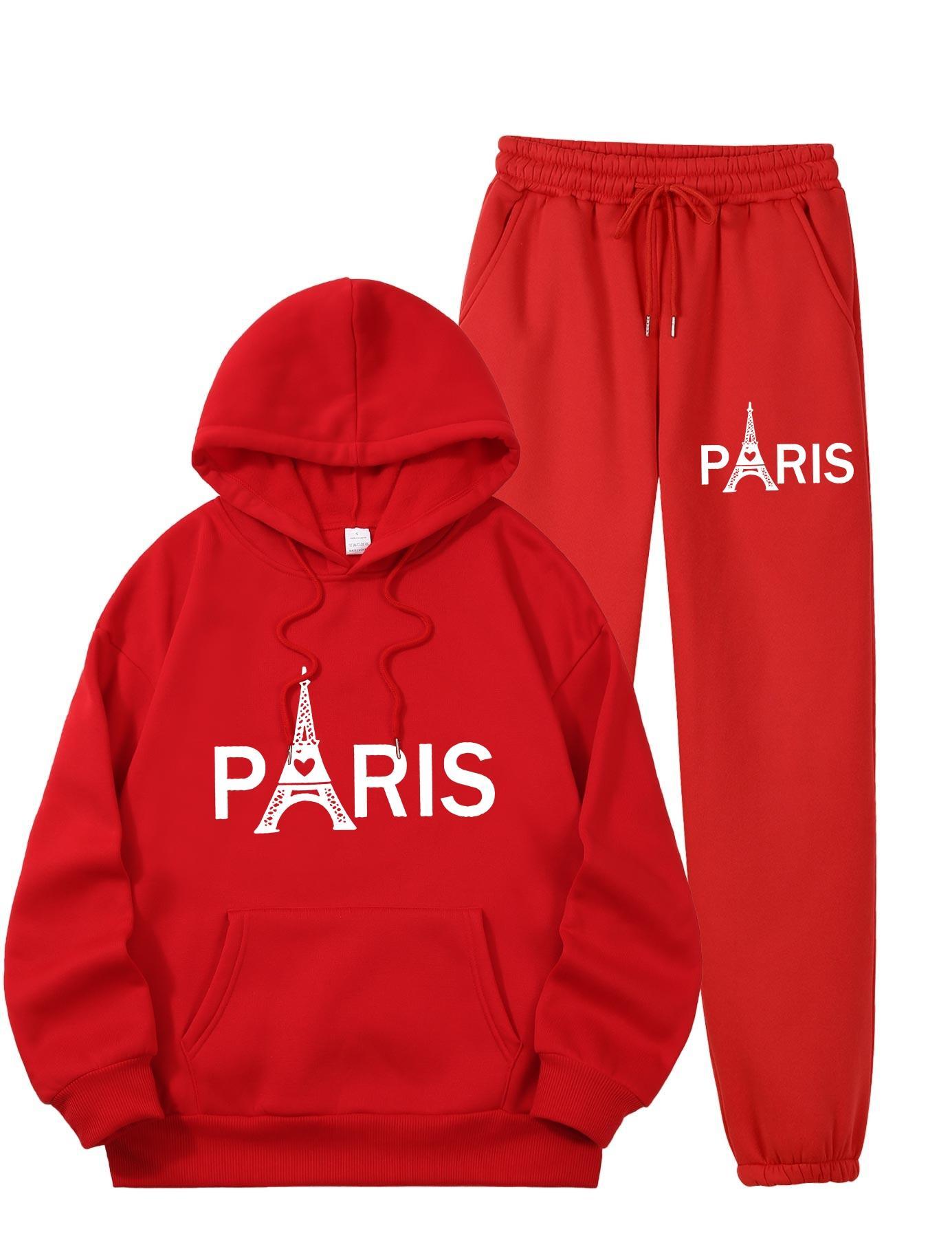 Street Fashion Style - Ladies Paris Eiffel Tower Printed 2Pcs