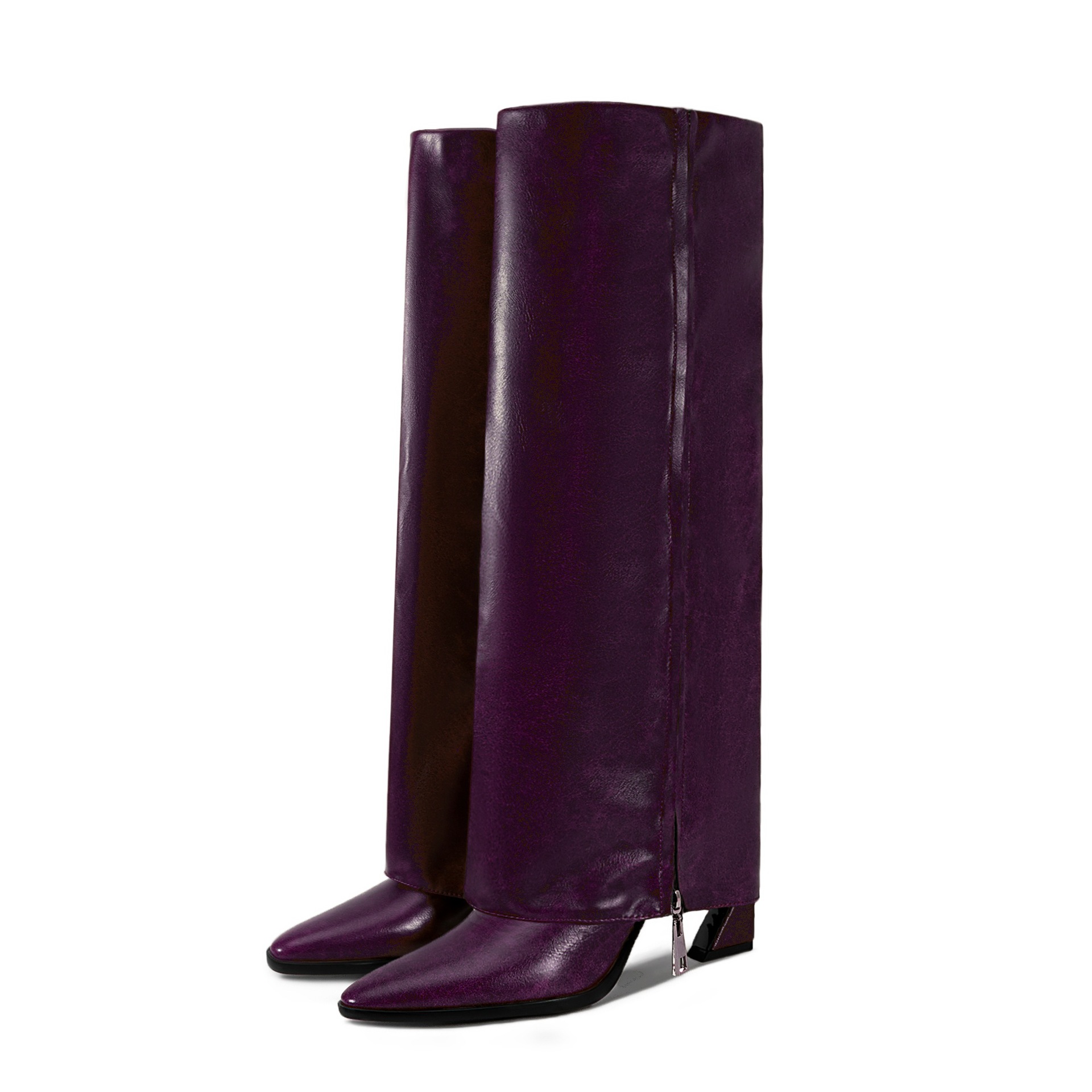 Street Fashion Lady - PU Leather Pointed Toe Knee-High Women