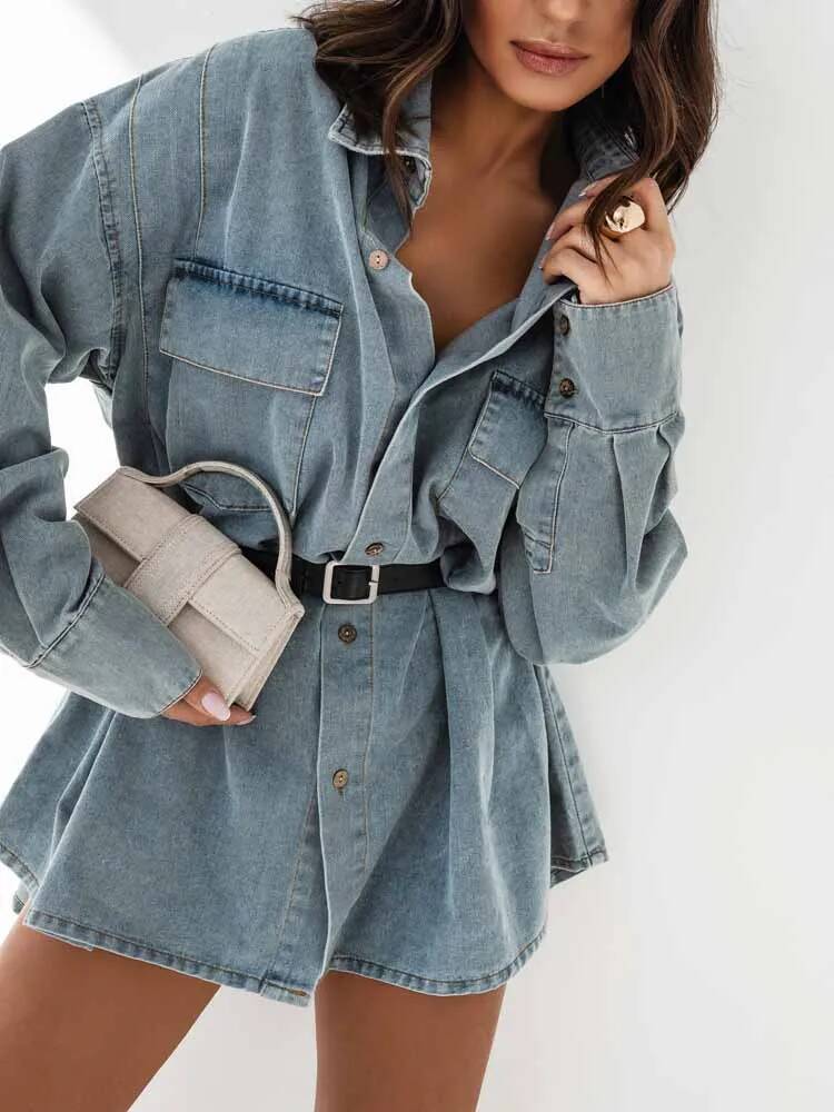 Women Denim Oversized Shirt Ja - Street Fashion Taiwan review and price