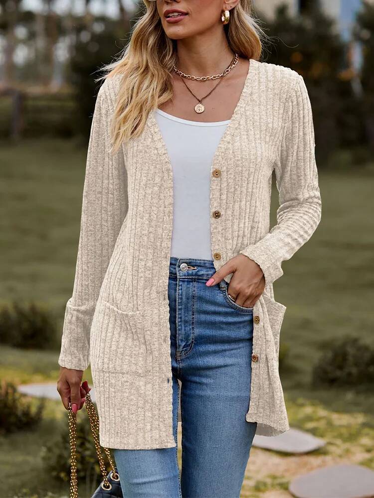 Button Solid Color Long Sleeve - Street Fashion Taiwan review and price