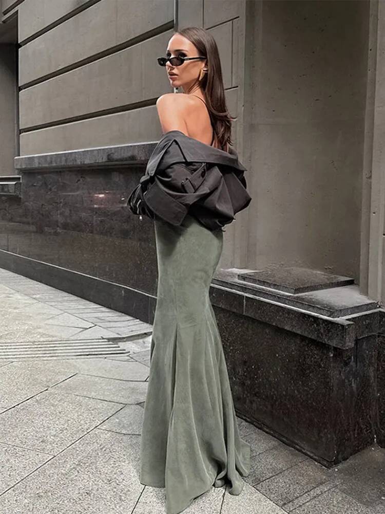 Velvet Green Long Women Fashio - Street Fashion Taiwan review and price